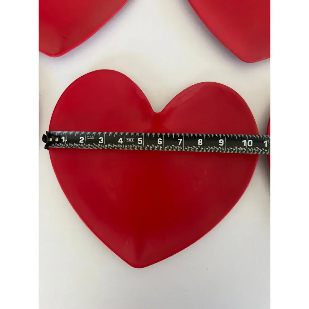 Target Red Heart Melamine Dinner Plates Set of 8 Valentine Ceramic Look Plastic